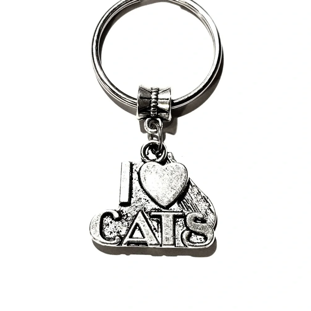 Silver Cat Lover Keychain